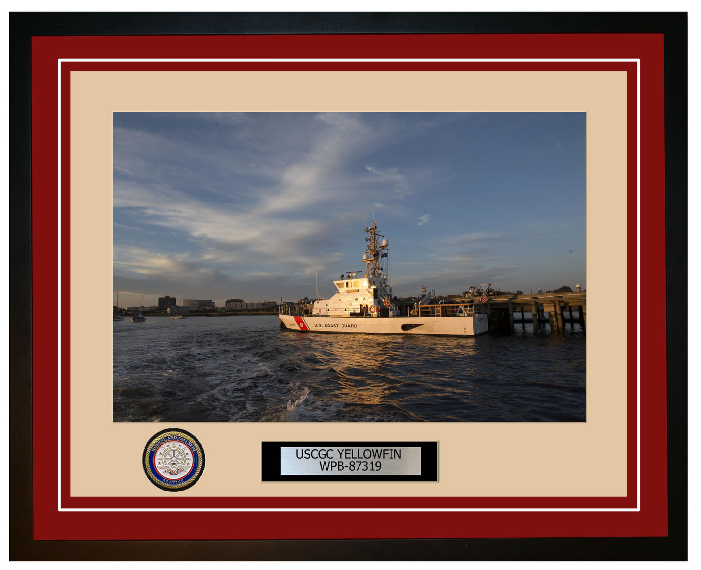USCGC YELLOWFIN WPB 87319 Framed Coast Guard Ship Photo Burgundy 109WPB87319