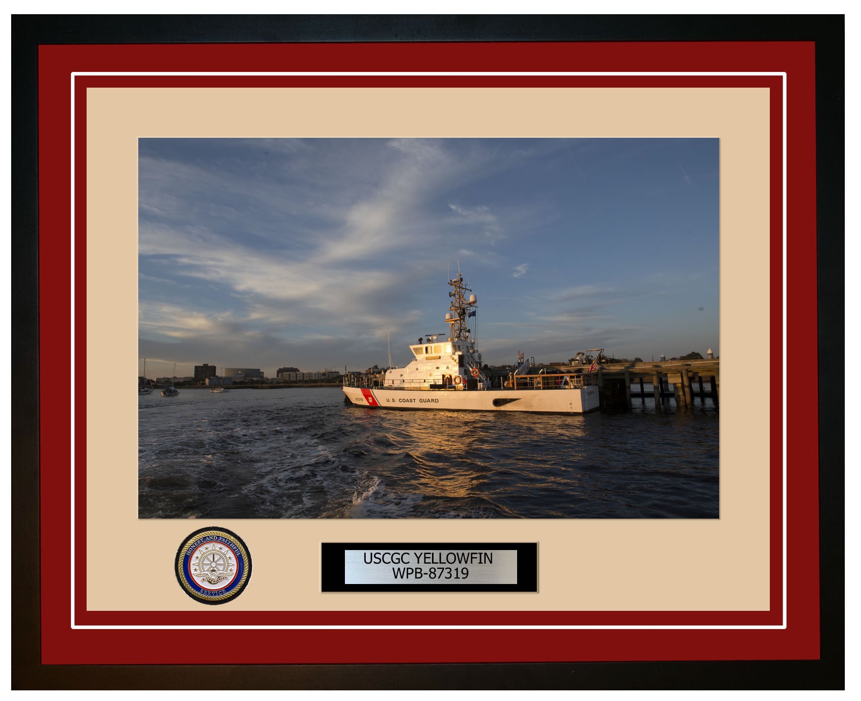 USCGC YELLOWFIN WPB 87319 Framed Coast Guard Ship Photo Burgundy 109WPB87319