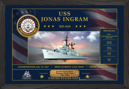 USS Jonas Ingram DD-938 Framed Patriotic Art
