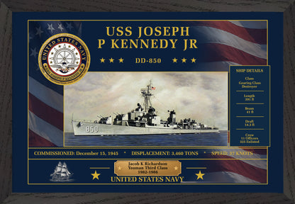 USS Joseph P Kennedy Jr DD-850 Framed Patriotic Art