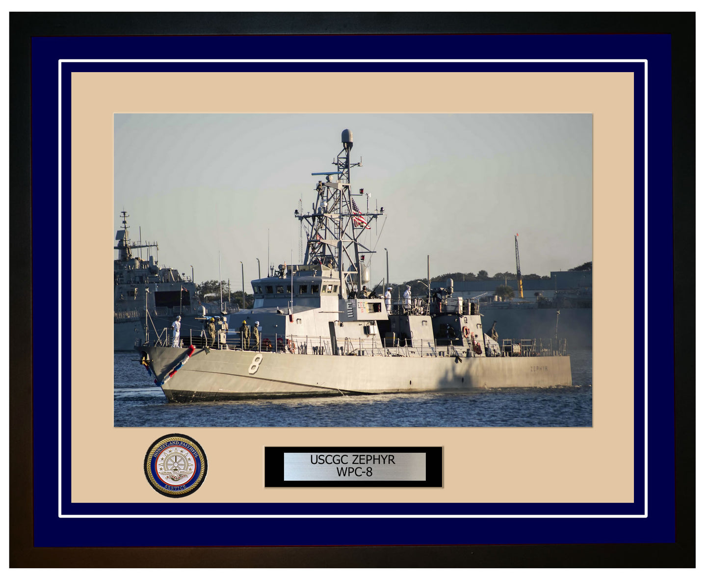 USCGC ZEPHYR WPC 8 Framed Coast Guard Ship Photo Blue 110WPC8