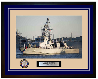 USCGC ZEPHYR WPC 8 Framed Coast Guard Ship Photo Blue 110WPC8