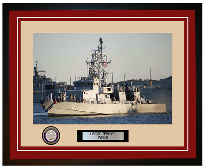 USCGC ZEPHYR WPC 8 Framed Coast Guard Ship Photo Burgundy 110WPC8