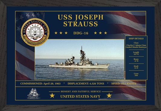 USS Joseph STRADDG-16 Framed Patriotic Art