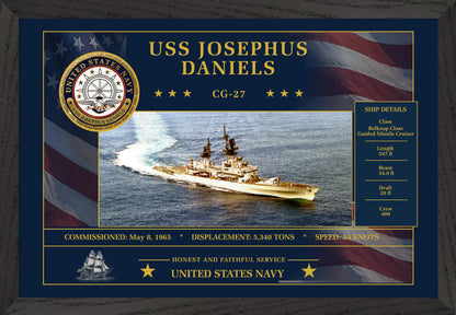 USS Josephus Daniels CG-27 Framed Patriotic Art