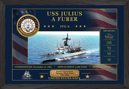 USS Julius A Furer FFG-6 Framed Patriotic Art