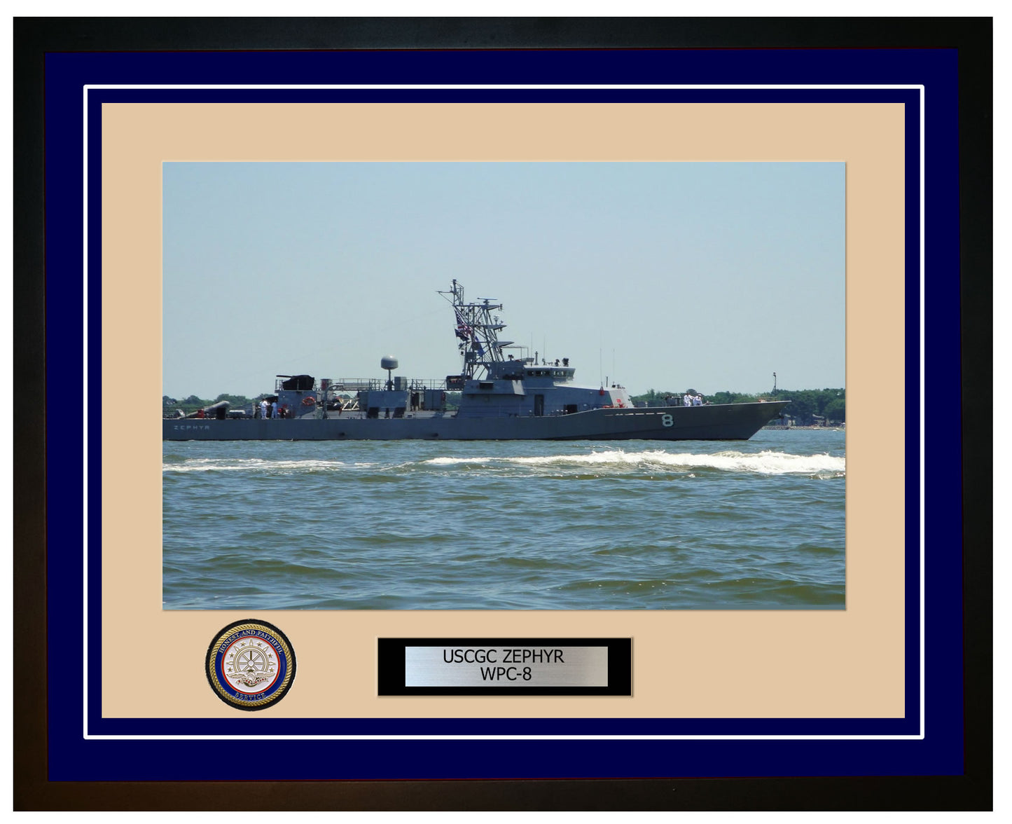 USCGC ZEPHYR WPC 8 Framed Coast Guard Ship Photo Blue 111WPC8