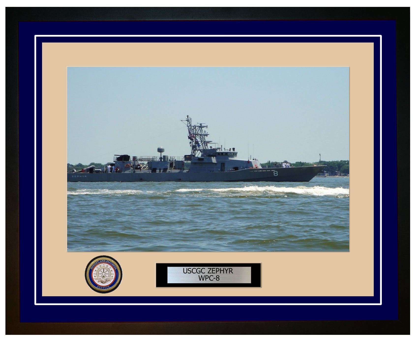 USCGC ZEPHYR WPC 8 Framed Coast Guard Ship Photo Blue 111WPC8