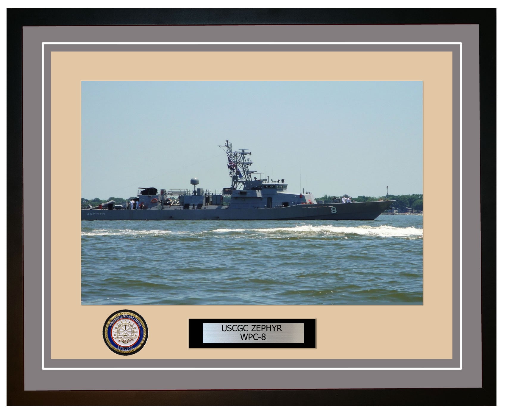 USCGC ZEPHYR WPC 8 Framed Coast Guard Ship Photo Grey 111WPC8