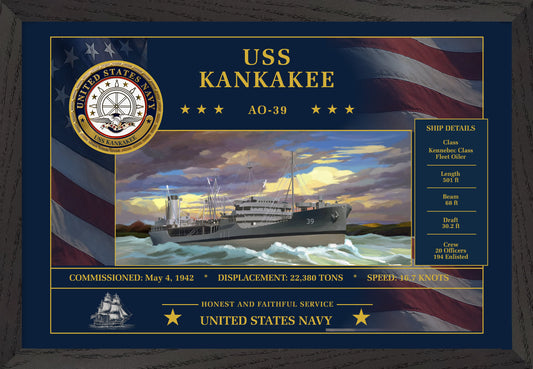 USS Kankakee AO-39 Framed Patriotic Art