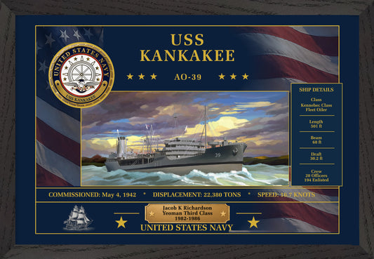 USS Kankakee AO-39 Framed Patriotic Art