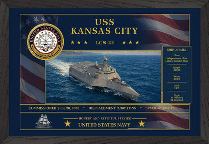 USS Kansas City LCS-22 Framed Patriotic Art