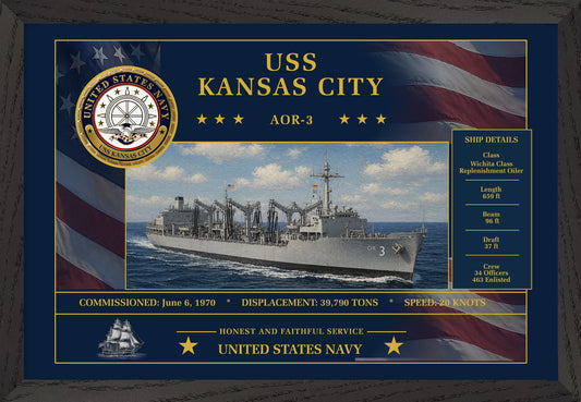 USS Kansas City AOR-3 Framed Patriotic Art