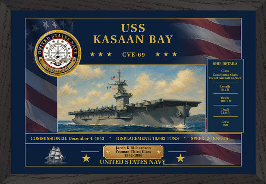 USS Kasaan Bay CVE-69 Framed Patriotic Art