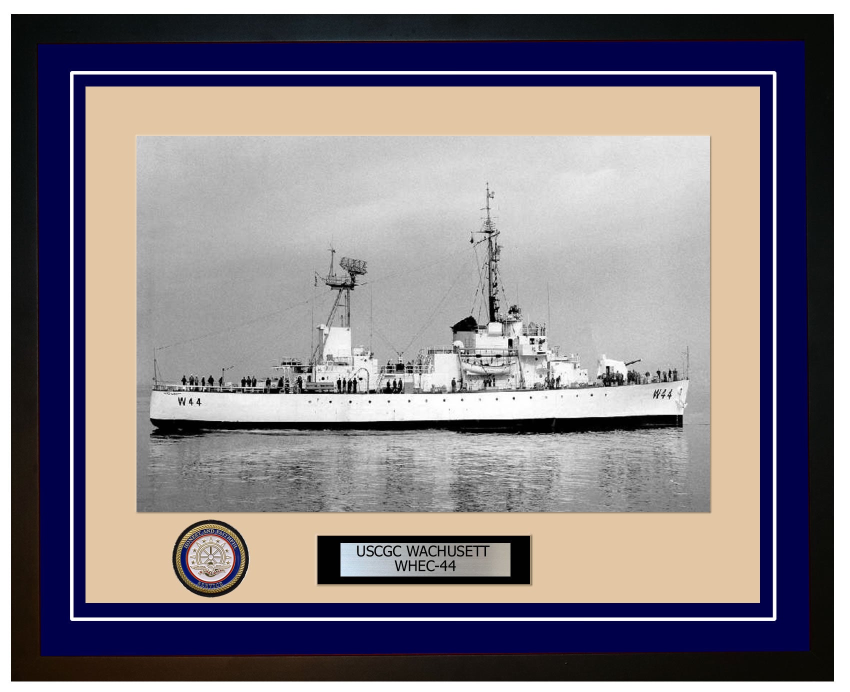 USCGC WACHUSETT WHEC 44 Framed Coast Guard Ship Photo Blue 112WHEC44