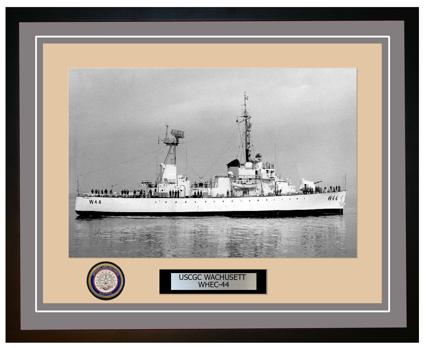 USCGC WACHUSETT WHEC 44 Framed Coast Guard Ship Photo Grey 112WHEC44