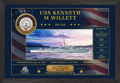 USS Kenneth M Willett DE-354 Framed Patriotic Art