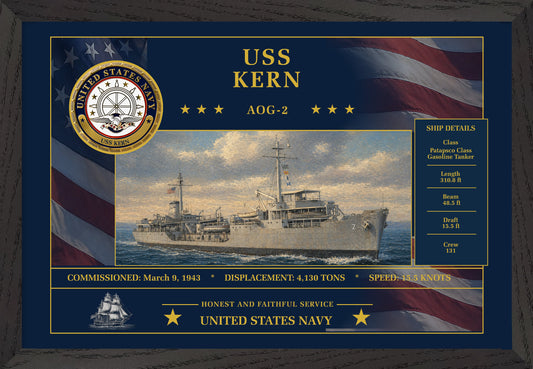 USS Kern AOG-2 Framed Patriotic Art