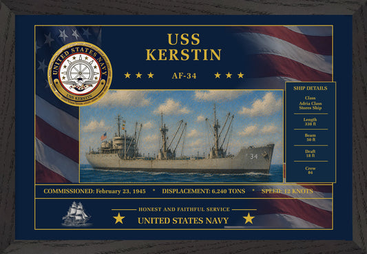 USS Kerstin AF-34 Framed Patriotic Art