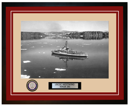 USCGC WESTWIND WAGB 281 Framed Coast Guard Ship Photo Burgundy 114WAGB 281