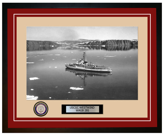USCGC WESTWIND WAGB 281 Framed Coast Guard Ship Photo Burgundy 114WAGB 281