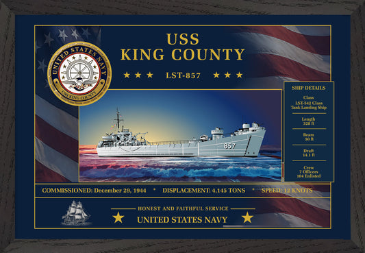 USS King County LST-857 Framed Patriotic Art