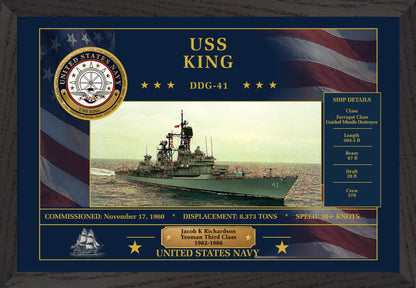USS King DDG-41 Framed Patriotic Art