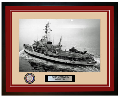USCGC WESTWIND WAGB 281 Framed Coast Guard Ship Photo Burgundy 115WAGB 281