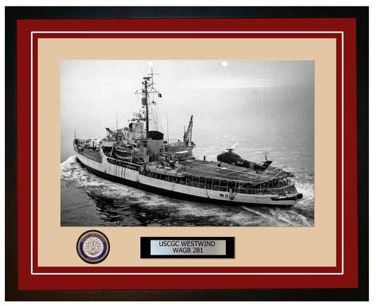 USCGC WESTWIND WAGB 281 Framed Coast Guard Ship Photo Burgundy 115WAGB 281