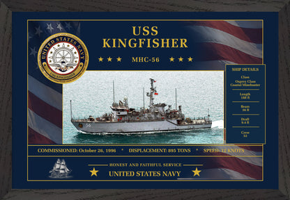 USS Kingfisher MHC-56 Framed Patriotic Art