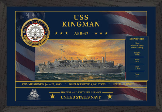 USS Kingman APB-47 Framed Patriotic Art