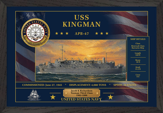 USS Kingman APB-47 Framed Patriotic Art