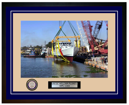 USCGC WILLIAM FLORES WPC 1103 Framed Coast Guard Ship Photo Blue 116WPC1103