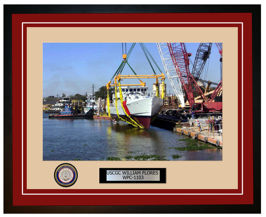 USCGC WILLIAM FLORES WPC 1103 Framed Coast Guard Ship Photo Burgundy 116WPC1103