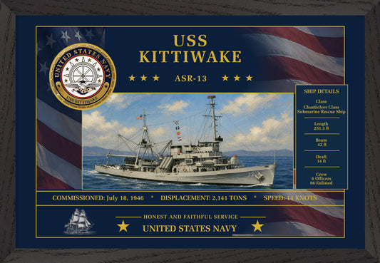 USS Kittiwake ASR-13 Framed Patriotic Art