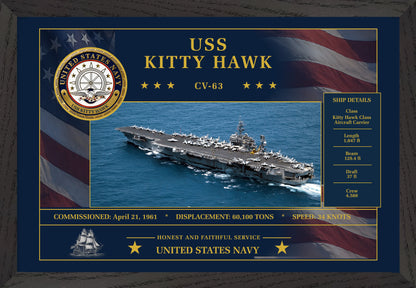 USS Kitty Hawk CV-63 Framed Patriotic Art