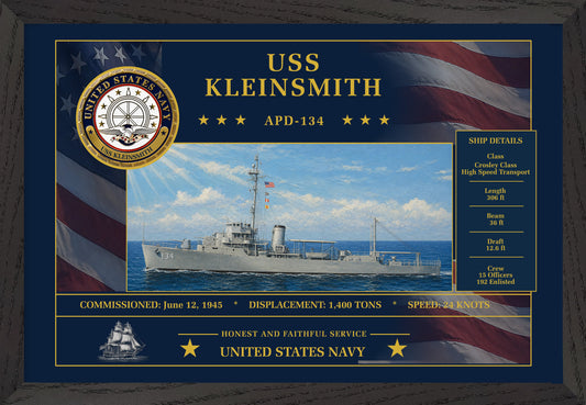USS Kleinsmith APD-134 Framed Patriotic Art