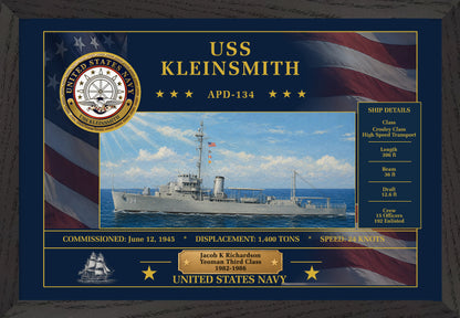 USS Kleinsmith APD-134 Framed Patriotic Art