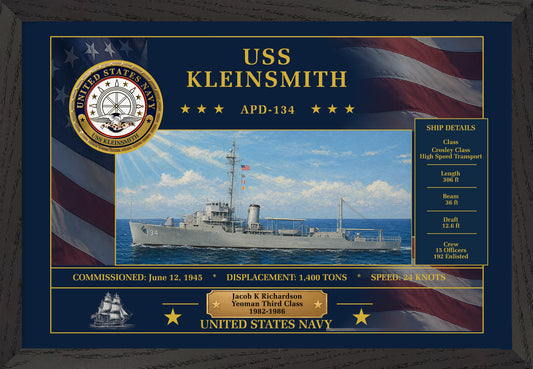 USS Kleinsmith APD-134 Framed Patriotic Art