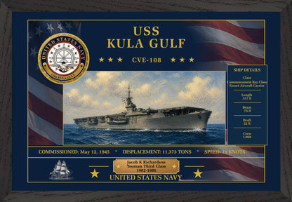 USS Kula Gulf CVE-108 Framed Patriotic Art