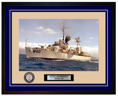 USCGC WINNEBAGO WHEC 40 Framed Coast Guard Ship Photo Blue 118WHEC40