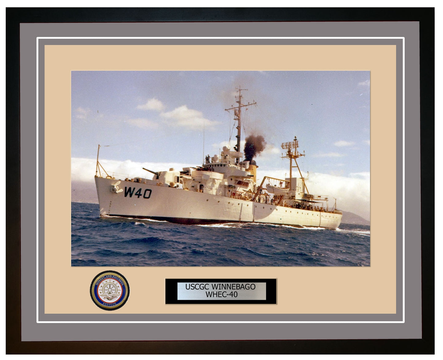 USCGC WINNEBAGO WHEC 40 Framed Coast Guard Ship Photo Grey 118WHEC40