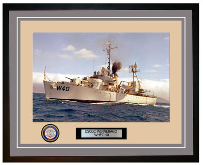 USCGC WINNEBAGO WHEC 40 Framed Coast Guard Ship Photo Grey 118WHEC40
