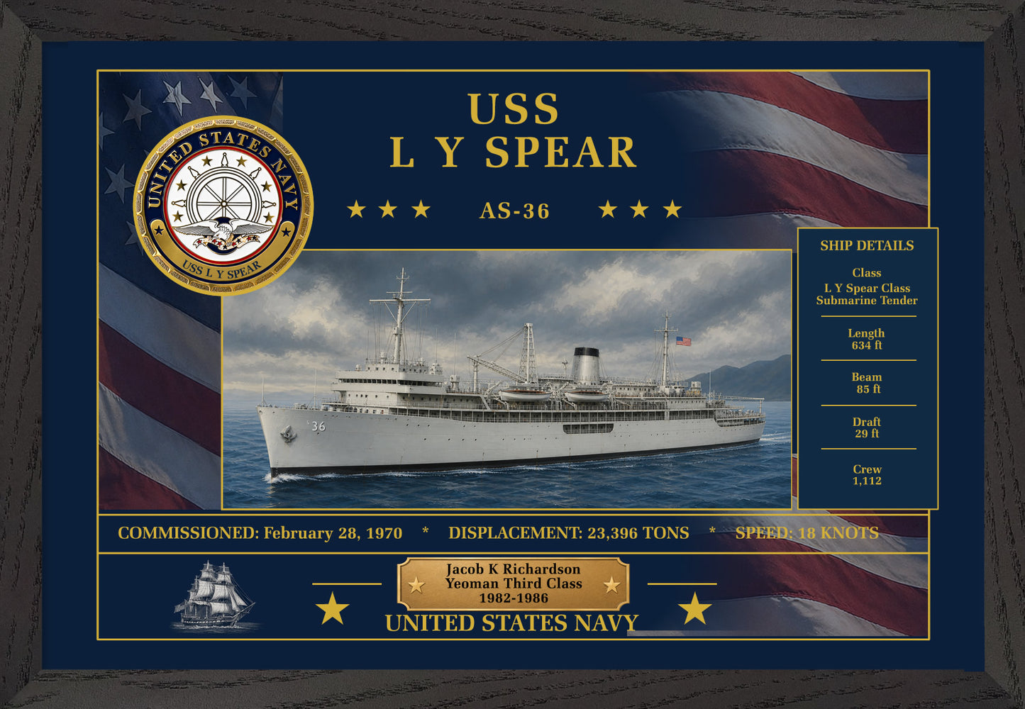 USS L Y Spear AS-36 Framed Patriotic Art