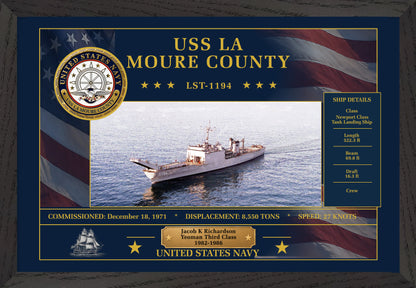 USS La Moure County LST-1194 Framed Patriotic Art