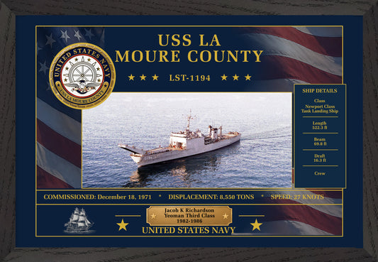 USS La Moure County LST-1194 Framed Patriotic Art