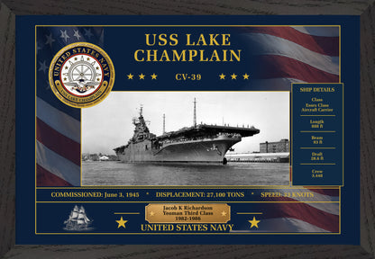 USS Lake Champlain CV-39 Framed Patriotic Art