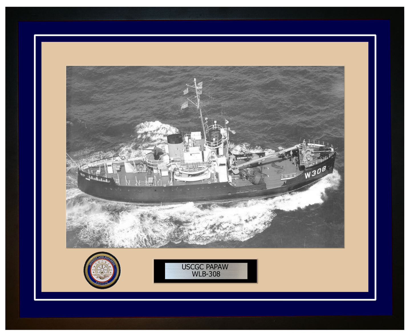 USCGC PAPAW WLB 308 Framed Coast Guard Ship Photo Blue 120WLB308