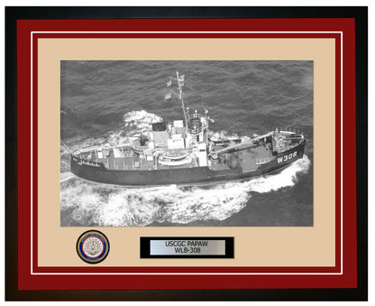 USCGC PAPAW WLB 308 Framed Coast Guard Ship Photo Burgundy 120WLB308