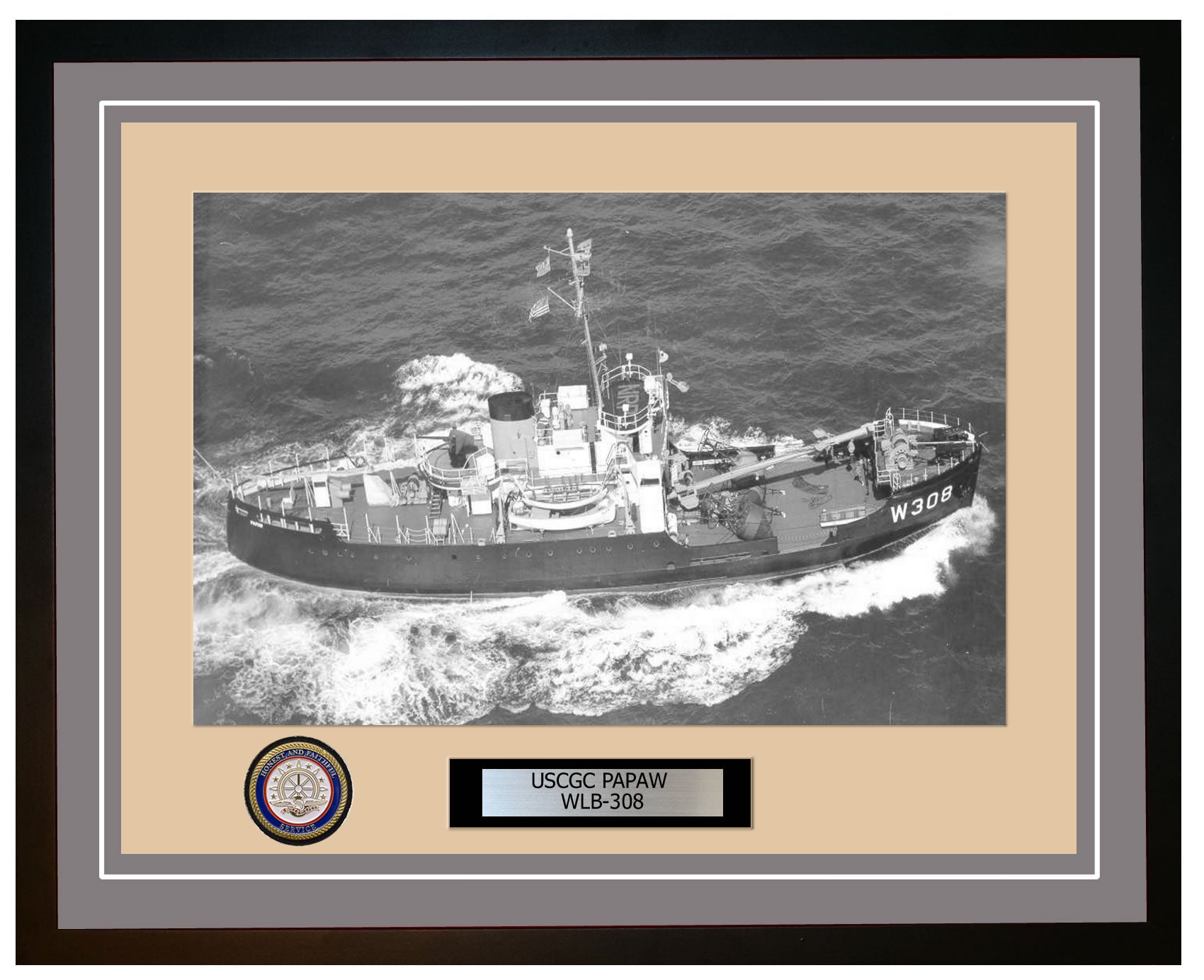 USCGC PAPAW WLB 308 Framed Coast Guard Ship Photo Grey 120WLB308